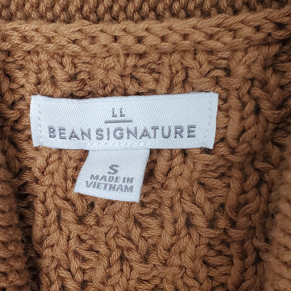 L.L.Bean Signature Cotton Funnel‎ Neck Cotton Fisherman Cable Knit Sweater Small - Picture 8 of 9